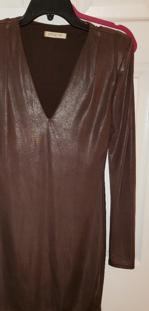 Stunning metallic bronze mini dress